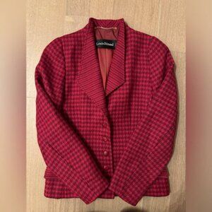 Rare Vintage Louis Féraud Red Houndstooth Jacket – Wool/Mohair – Made in Germany